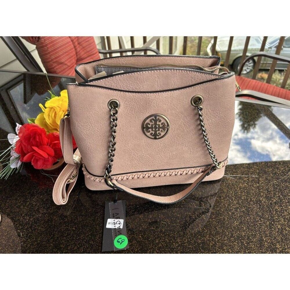 Chic Pink Crossbody Bag with Chain Detail